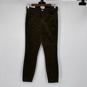 NWT L'agence X Revolve Margot High Rise Skinny Army Green Velvet Jeans Size 26
